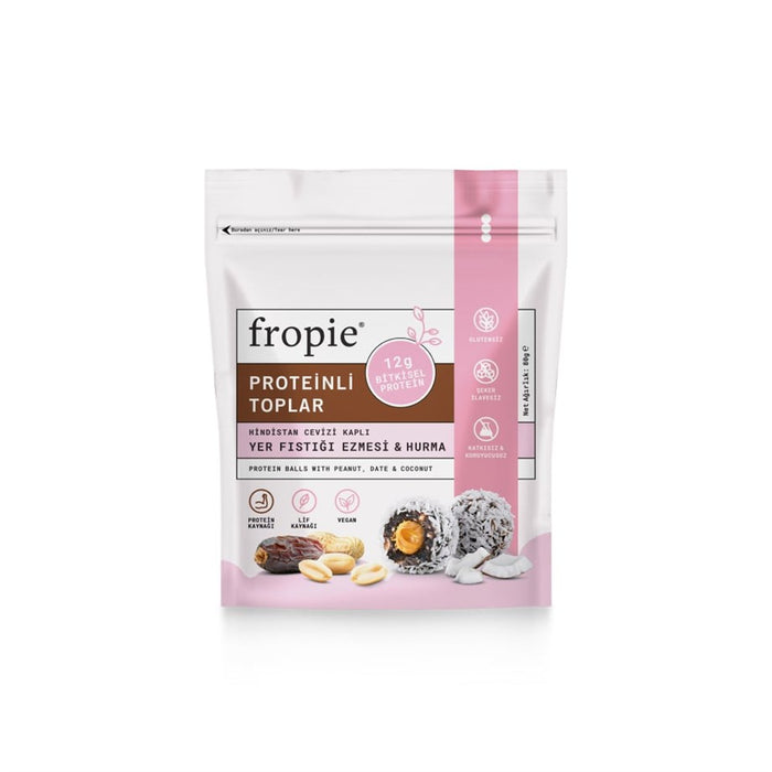 FROPIE Hindistan Cevizi Kaplı Yer Fıstığı Ezmesi & Hurma Proteinli Toplar 80 g