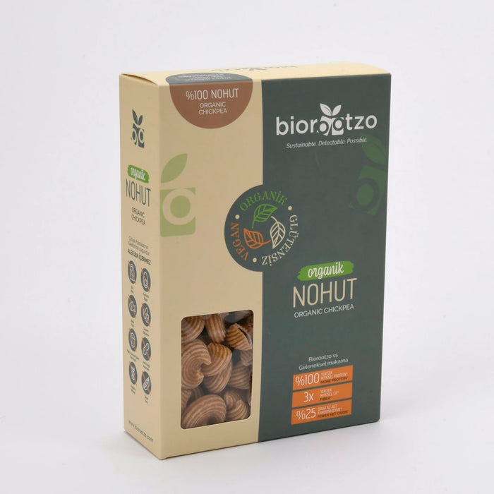 BIOROOTZO Nohut Makarnası Organik Glutensiz ve Vegan 200 g Pipe Rigati Mantı