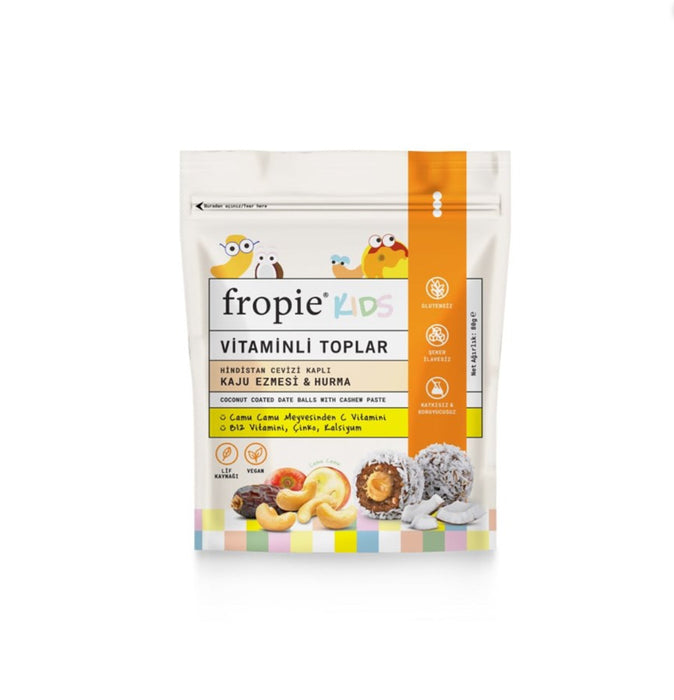 FROPIE Kids Hindistan Cevizi Kaplı Kaju Ezmesi & Hurma Vitaminli Toplar 80 g