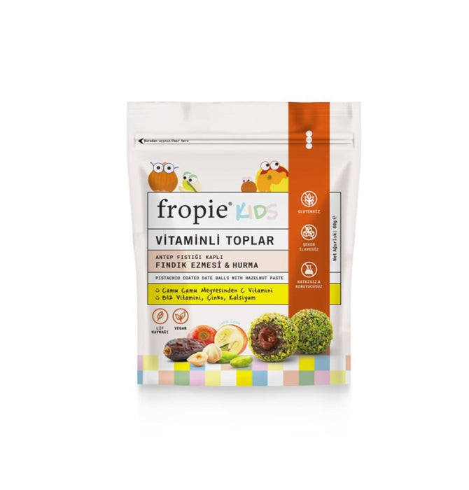 FROPIE Kids Antepfıstığı Kaplı Fındık Ezmesi & Hurma Vitaminli Toplar 80 g