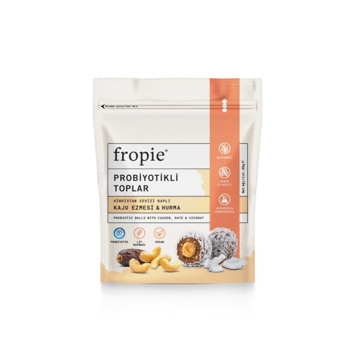 FROPIE Hindistan Cevizi Kaplı Kaju Ezmesi & Hurma Probiyotikli Toplar 80 g