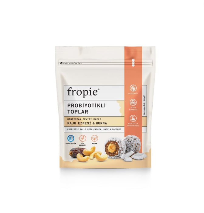 FROPIE Hindistan Cevizi Kaplı Kaju Ezmesi & Hurma Probiyotikli Toplar 80 g