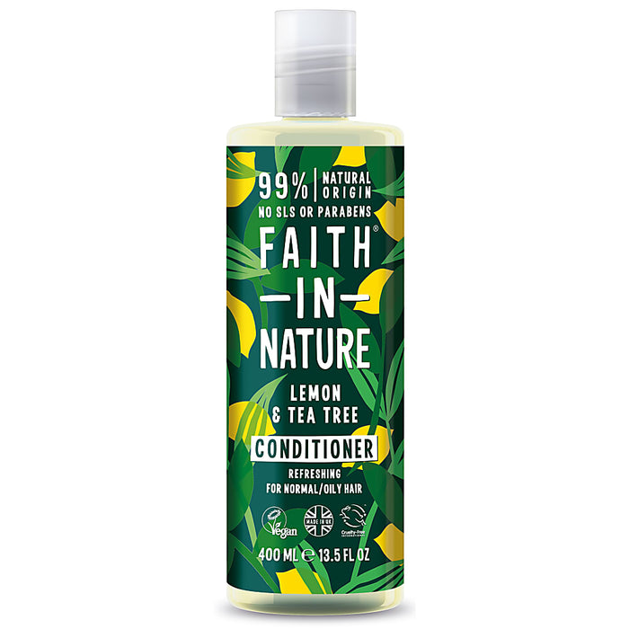 FAITH IN NATURE %99 Doğal İçerikli Ferahlatıcı Saç Bakım Kremi 400 ml - Normal-Yağlanmaya-Kepeğe Meyilli Saçlar İçin Limon-Çay Ağacı