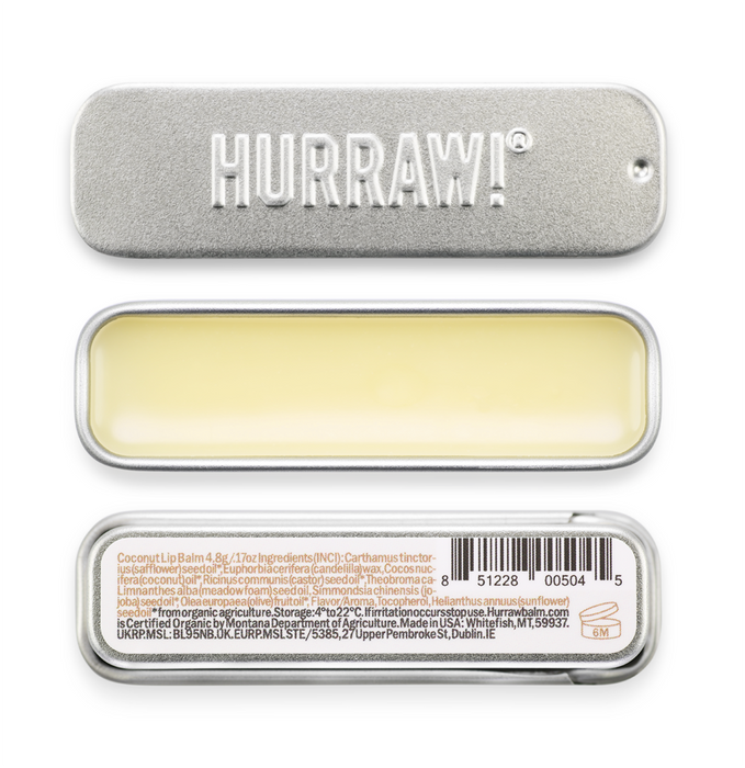 HURRAW Lip Balm Hindistan Cevizi- Sürgü Kapaklı Plastiksiz Ambalaj