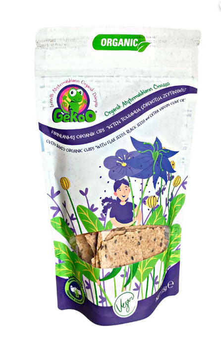 GEKOO Organik Fırınlanmış Baharatlı Keten Tohumu ve Çörek Otlu Cips 115 g