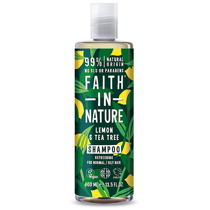 FAITH IN NATURE %99 Doğal İçerikli Ferahlatıcı Şampuan 400 ml Normal-Yağlanmaya-Kepeğe Meyilli Saçlar İçin Limon ve Çay Ağacı