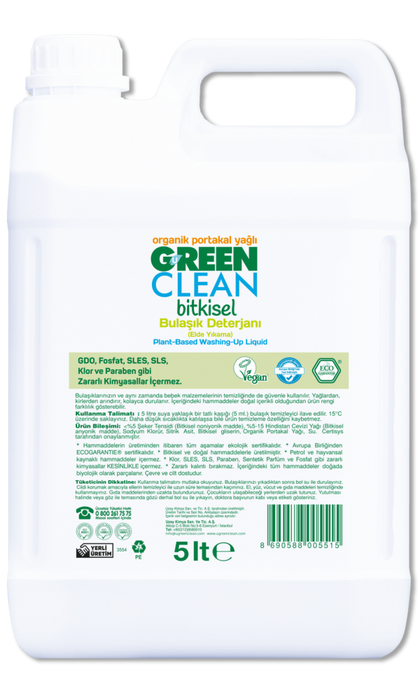 U Green Clean Elde Bulaşık Deterjanı 5 litre