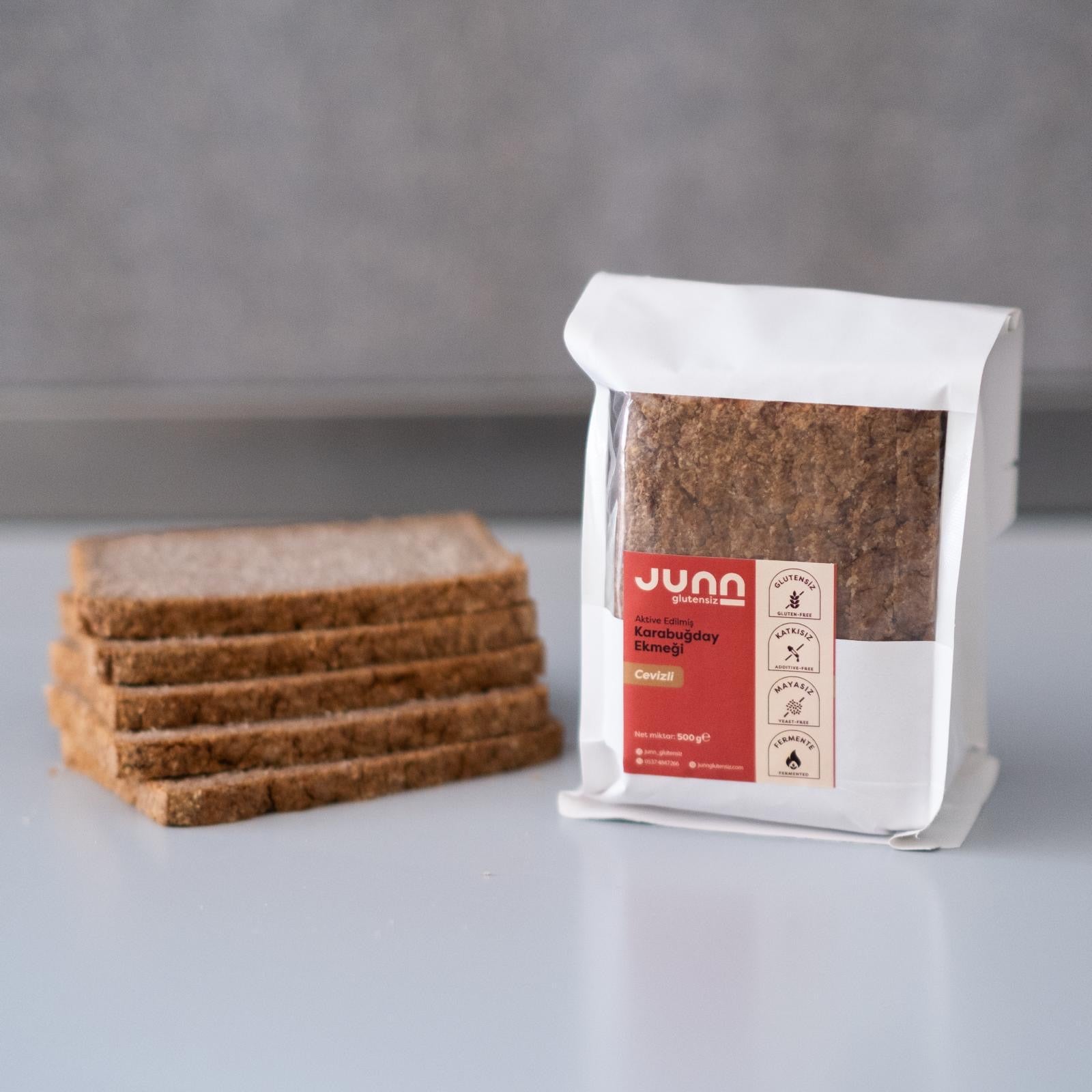 JUNN Glutensiz Aktive Karabuğday Ekmeği Cevizli  500 g