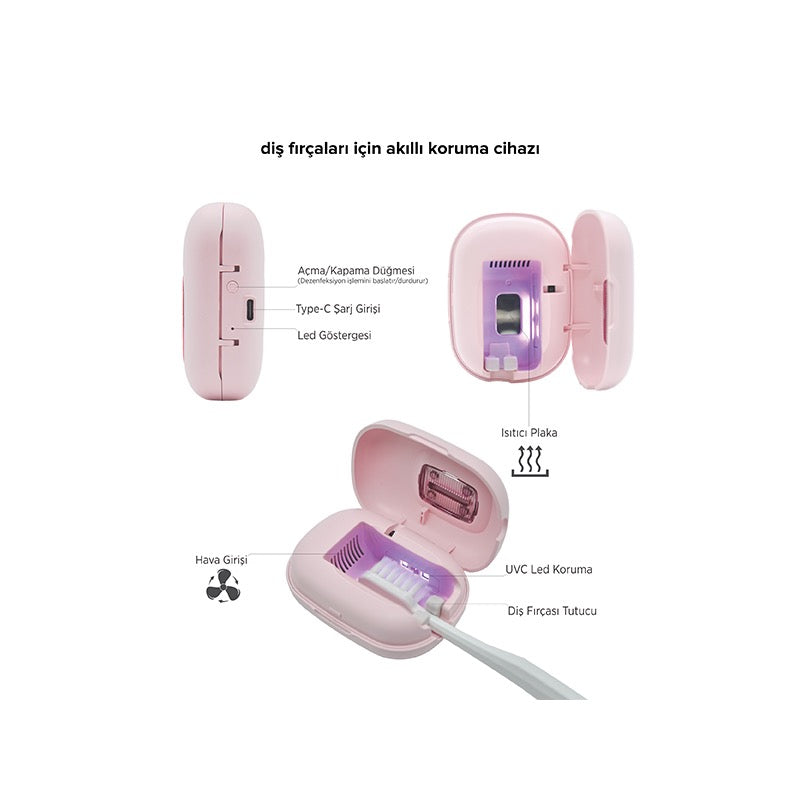 STERIBALL Diş Fırçaları için Akıllı Koruma Cihazı - Pembe
