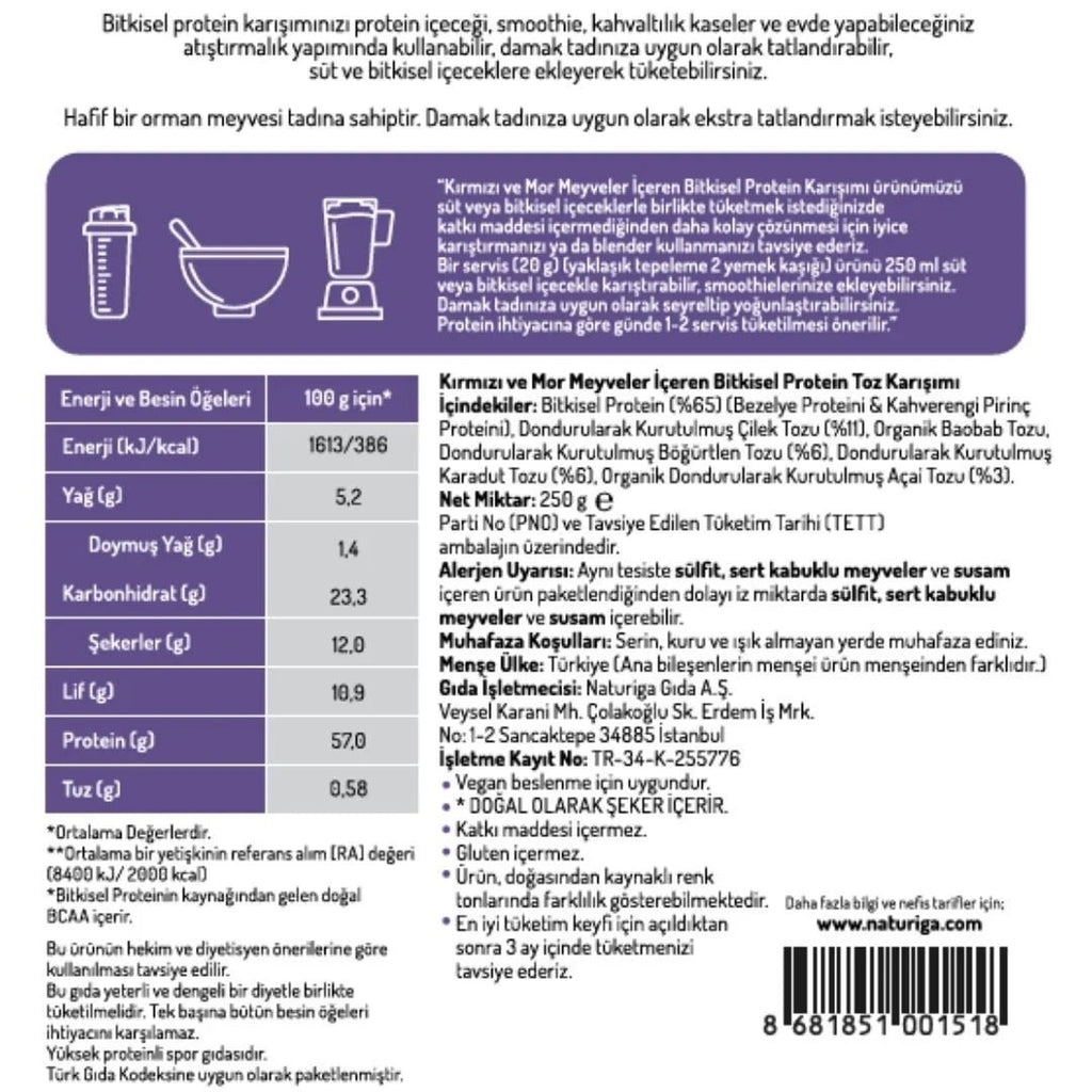 NATURIGA Berry Protein Karışımı(Berry Protein) 250 g