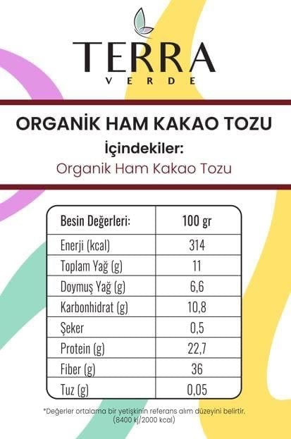 TERRA VERDE Organik Ham Kakao Tozu 140 g
