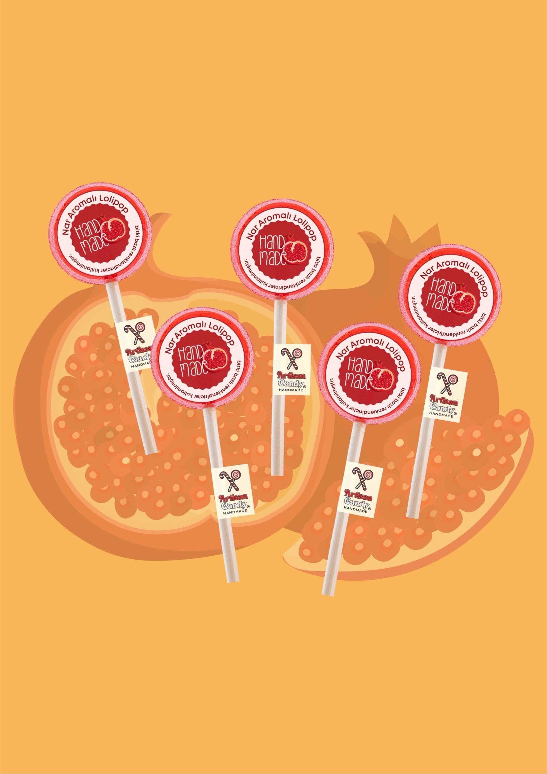 ARTISAN CANDY El Yapımı Meyve Aromalı Kristal Lolipop NAR 16 g (1 adet)