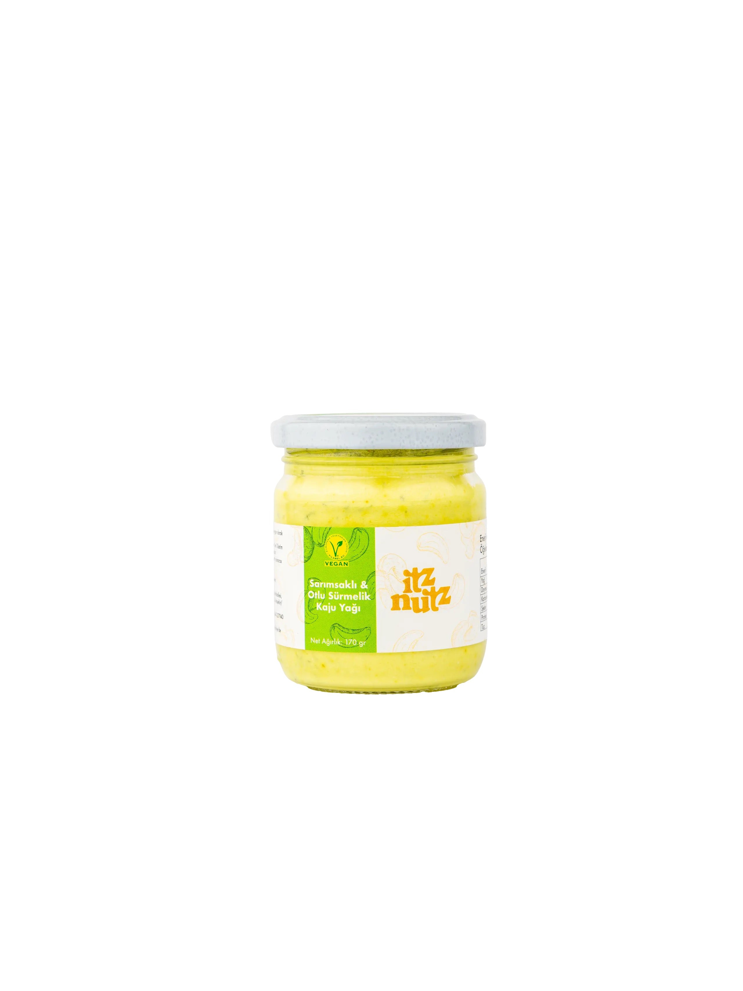 ITZ NUTZ Sarımsaklı & Otlu Sürmelik Kaju Yağı (Sarımsakli Kaju Tereyağı) 170 g