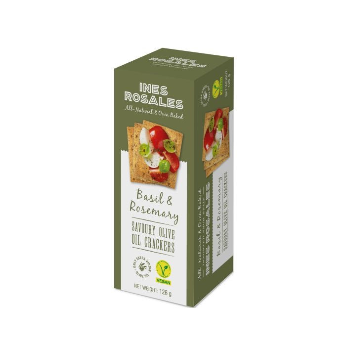 INES ROSALES Kekik, Biberiye ve Fesleğen Aromalı Vegan Kraker 126 g