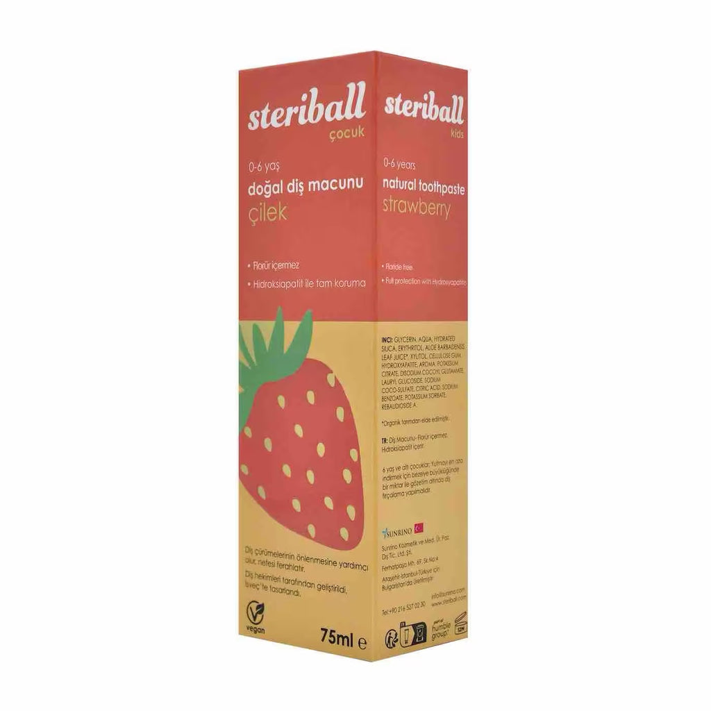 STERIBALL Çocuk Doğal Diş Macunu Çilek 75 ml
