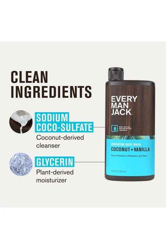 EVERY MAN JACK Coconut + Vanilla Nemlendirici Duş Jeli 500 ml