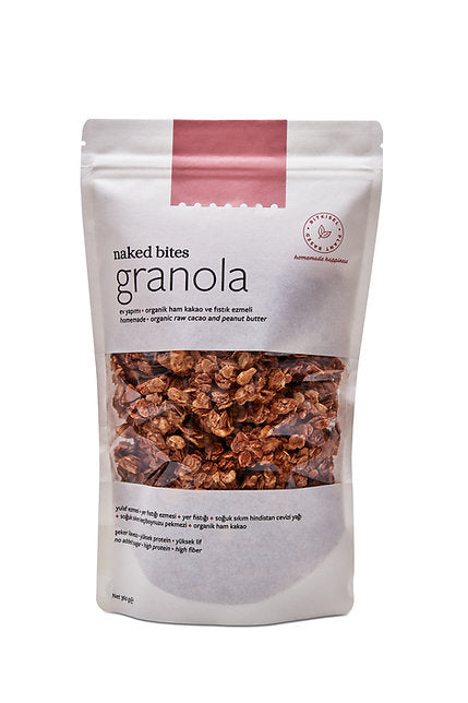 NAKED BITES Granola - Organik Ham Kakao ve Fıstık Ezmeli - 360 g