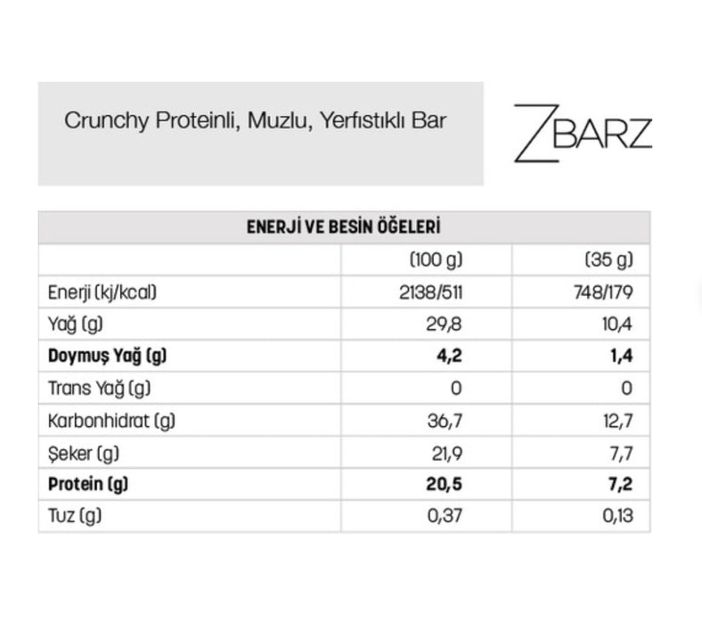 ZBARZ Crunchy Proteinli Bar 35g (Muzlu-Yer Fıstıklı)