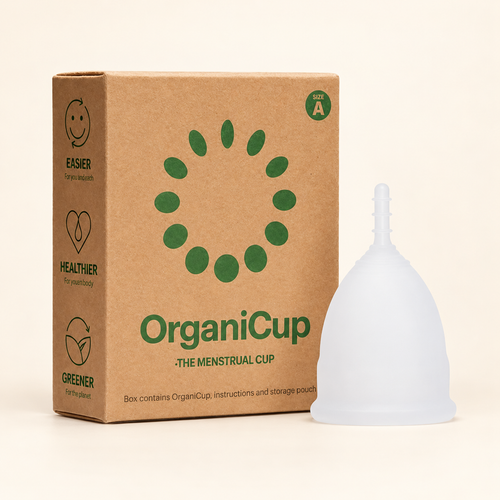 AllMatters OrganiCup Model A regl kabı ve karton kutusu