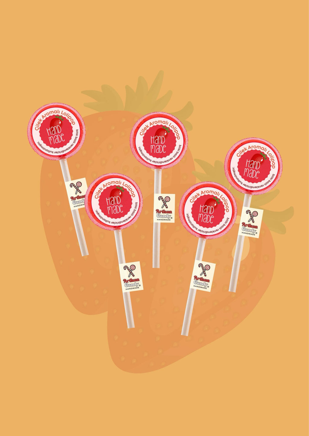 ARTISAN CANDY El Yapımı Meyve Aromalı Kristal Lolipop ÇİLEK 16 g (1 adet)