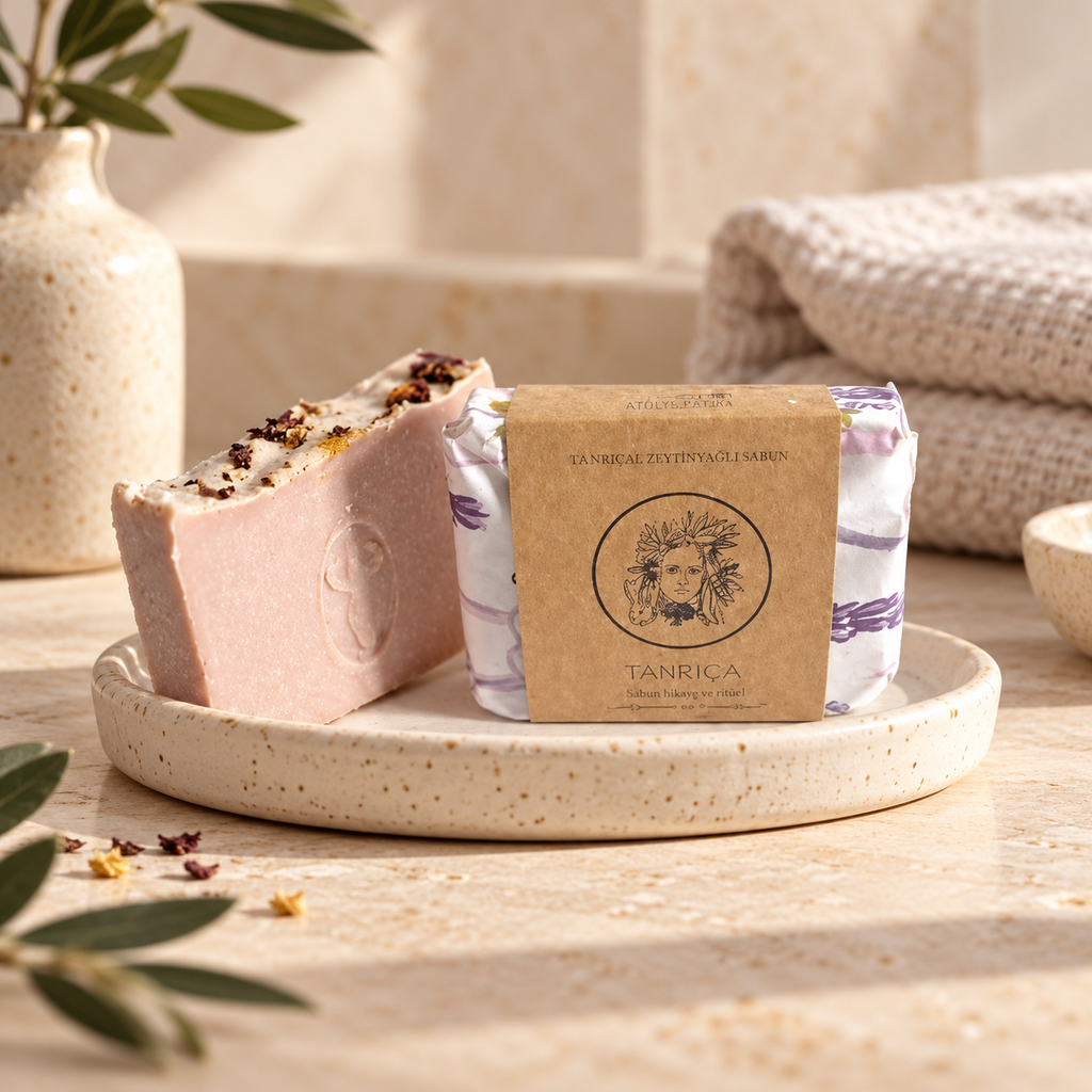 ATÖLYE PATİKA Tanrıça Zeytinyağlı Sabun 95 g – sunum önerisi