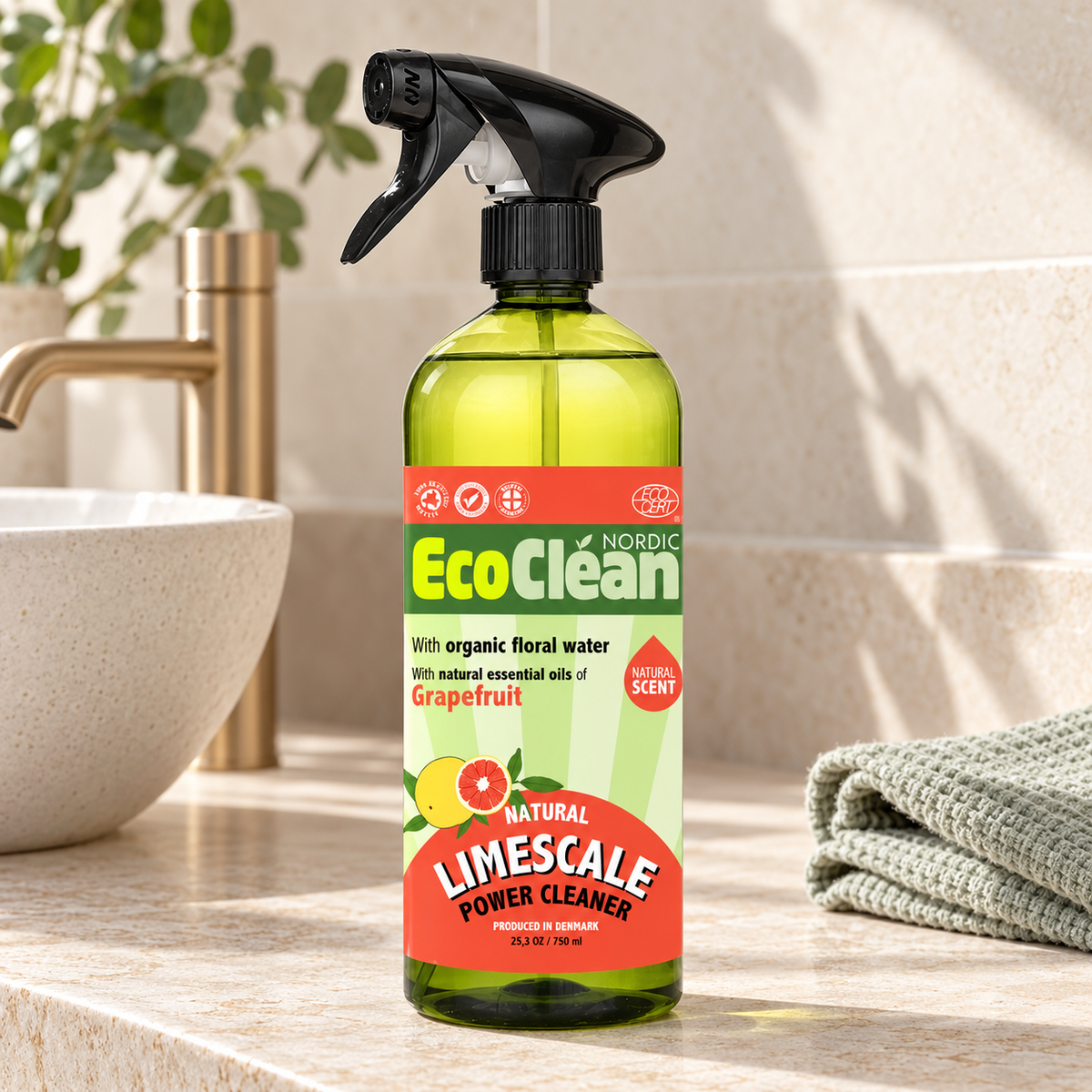 Eco Clean Nordic Kireç Temizleyici 750 ml Greyfurt – sunum önerisi