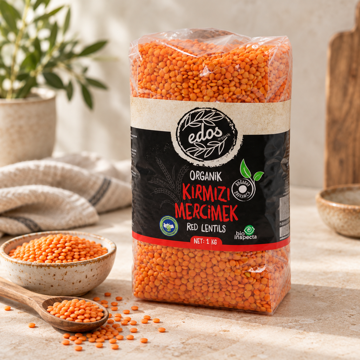 EDOS Organik Kırmızı Mercimek 1 kg – sunum önerisi