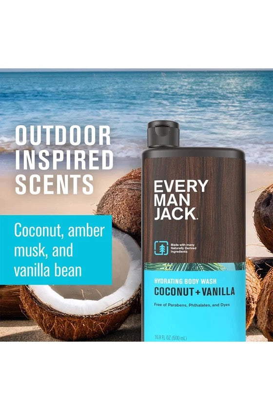 EVERY MAN JACK Coconut + Vanilla Nemlendirici Duş Jeli 500 ml