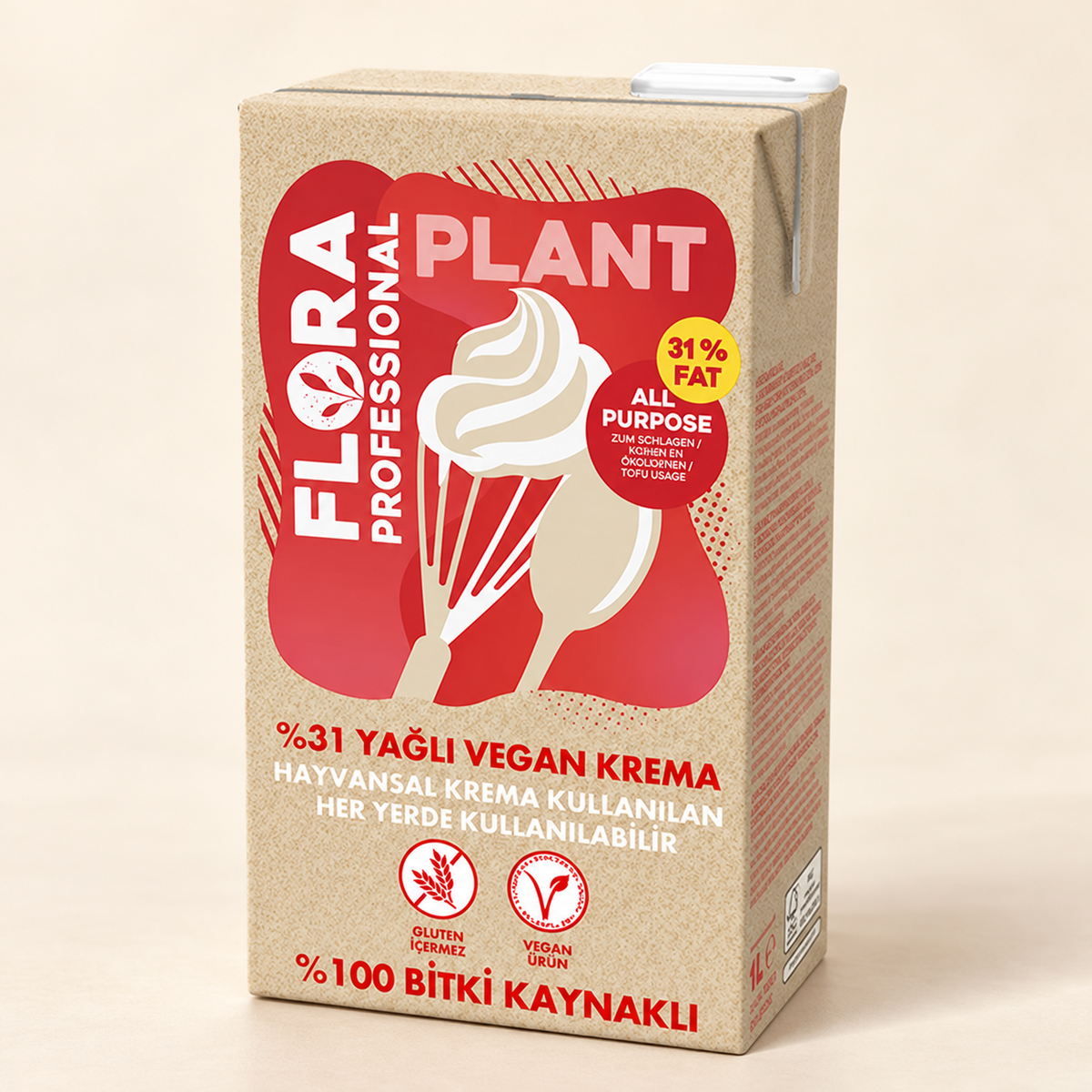 FLORA PROFESSIONAL %31 Bitkisel Yağlı Vegan Kremsos 1 L – stüdyo çekimi