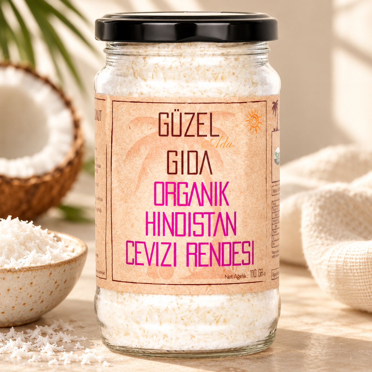 GÜZEL GIDA Organik Hindistan Cevizi Rendesi 110 g – sunum önerisi