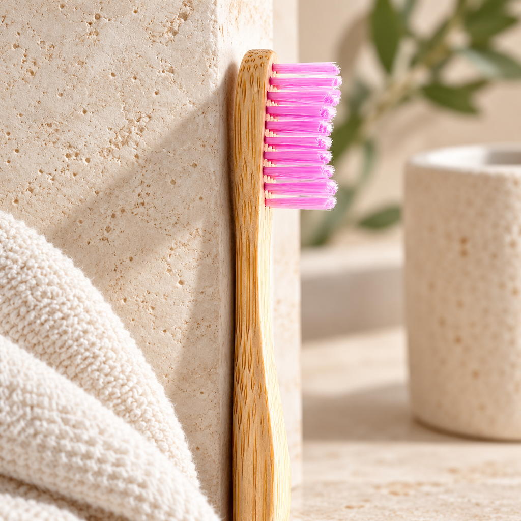 HUMBLE BRUSH Bambu Yetişkin Diş Fırçası Medium-Orta Sert LİLA – sunum önerisi