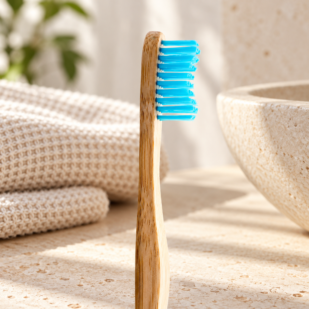 HUMBLE BRUSH Bambu Yetişkin Diş Fırçası Medium- Orta Sert MAVİ – sunum önerisi