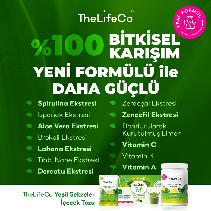 THE LIFECO Yeşil Sebzeler İçecek Tozu Green Blend 120 g