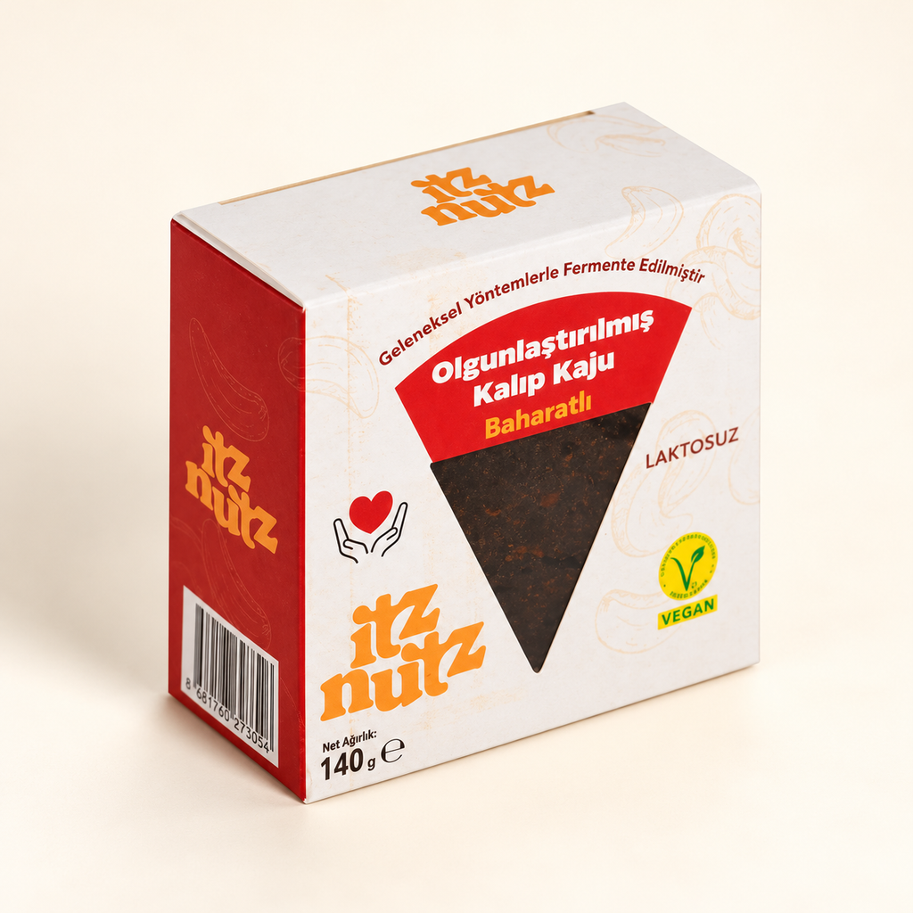 ITZ NUTZ Baharatlı Sert Kaju Peyniri 140 g (Peynir gibi) – stüdyo çekimi