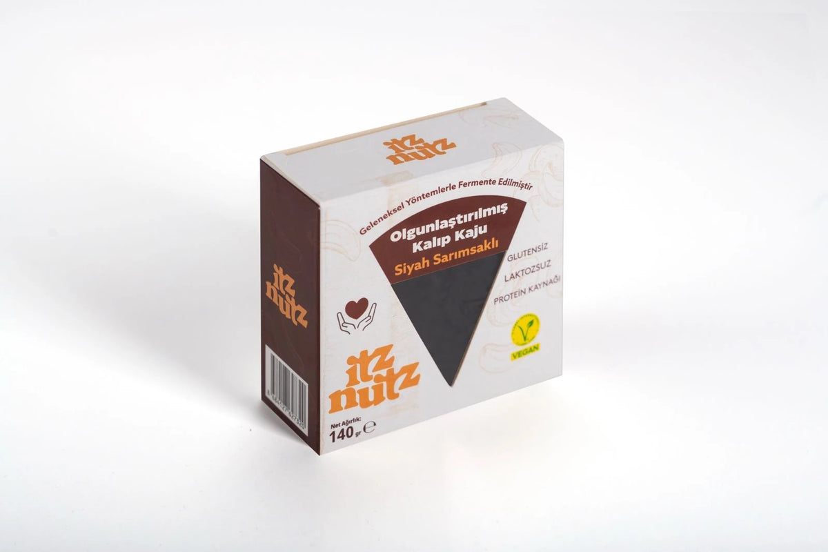 ITZ NUTZ Siyah Sarımsaklı Olgunlaştırılmış Kalıp Kaju 140 g (Peynir gibi)