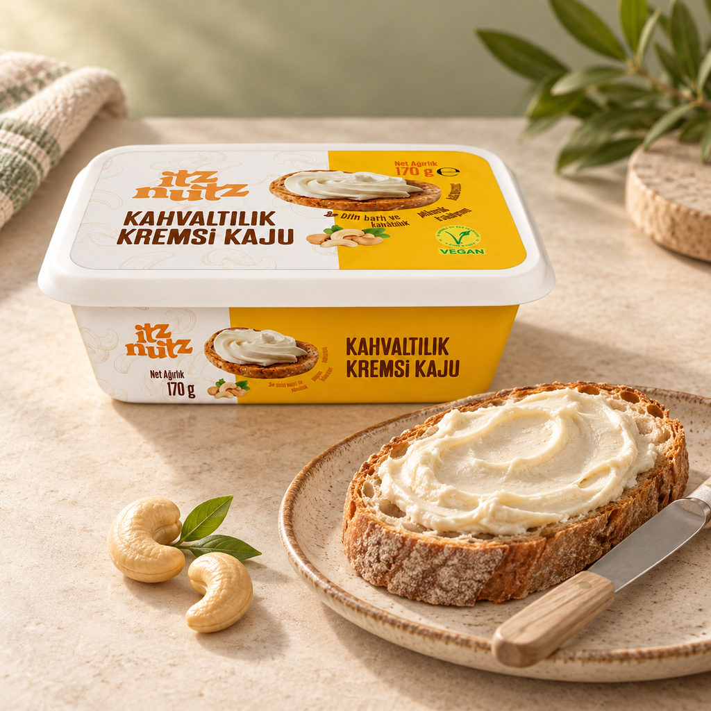 Itz Nutz Kahvaltılık Sürme Kaju 170 g, ekmek üzerinde sunum