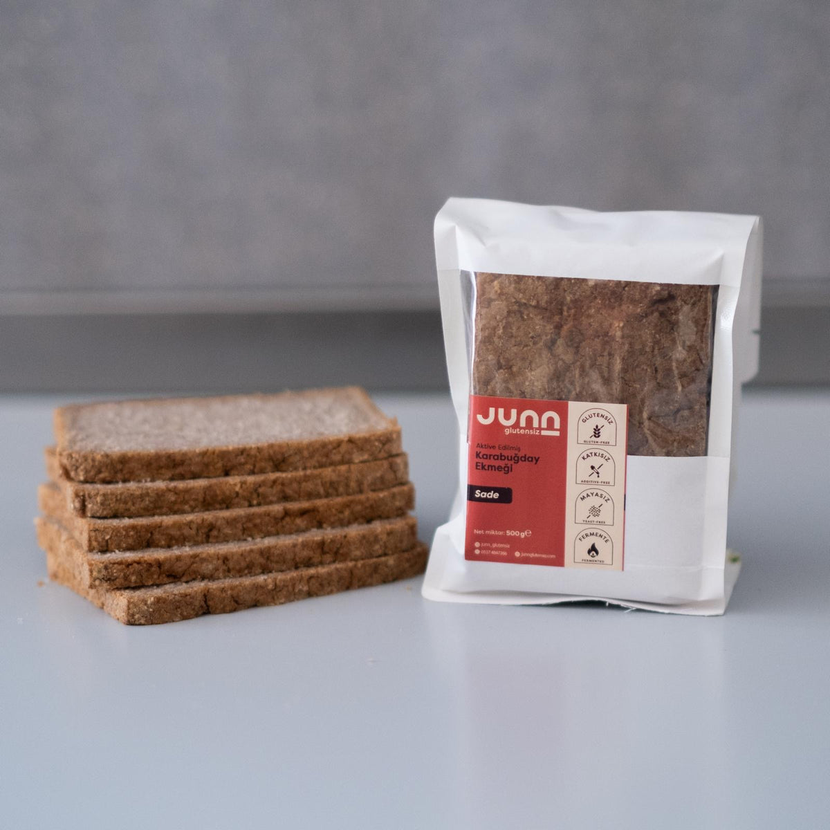 JUNN Glutensiz Aktive Karabuğday Ekmeği Sade 500 g