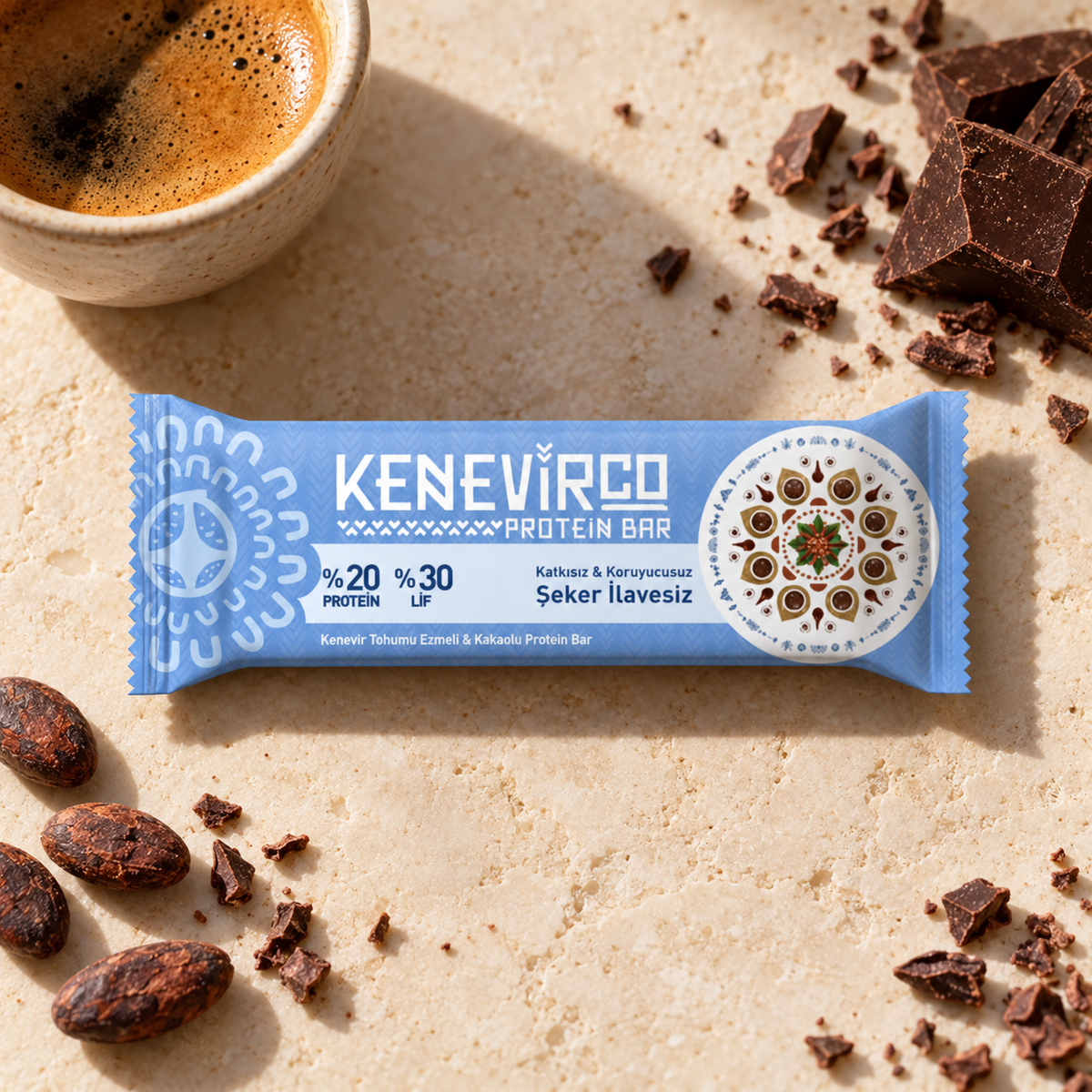 KenevirCo Kakaolu Protein Bar 40 g – sunum önerisi