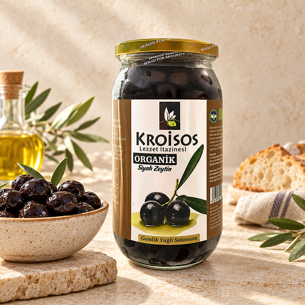 Kroisos Organik Siyah Zeytin 700 g – sunum önerisi