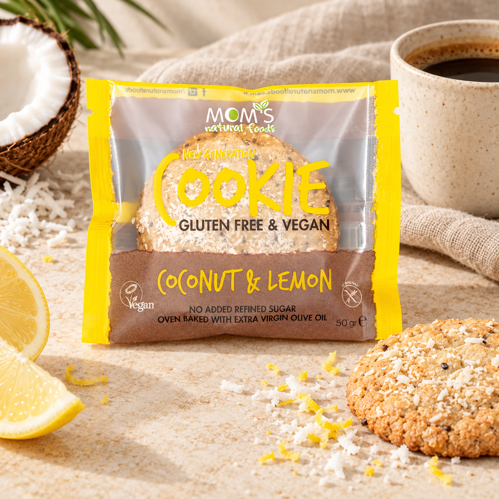 MOM'S Glutensiz Cookie Coconut & Lemon 50 g – sunum önerisi