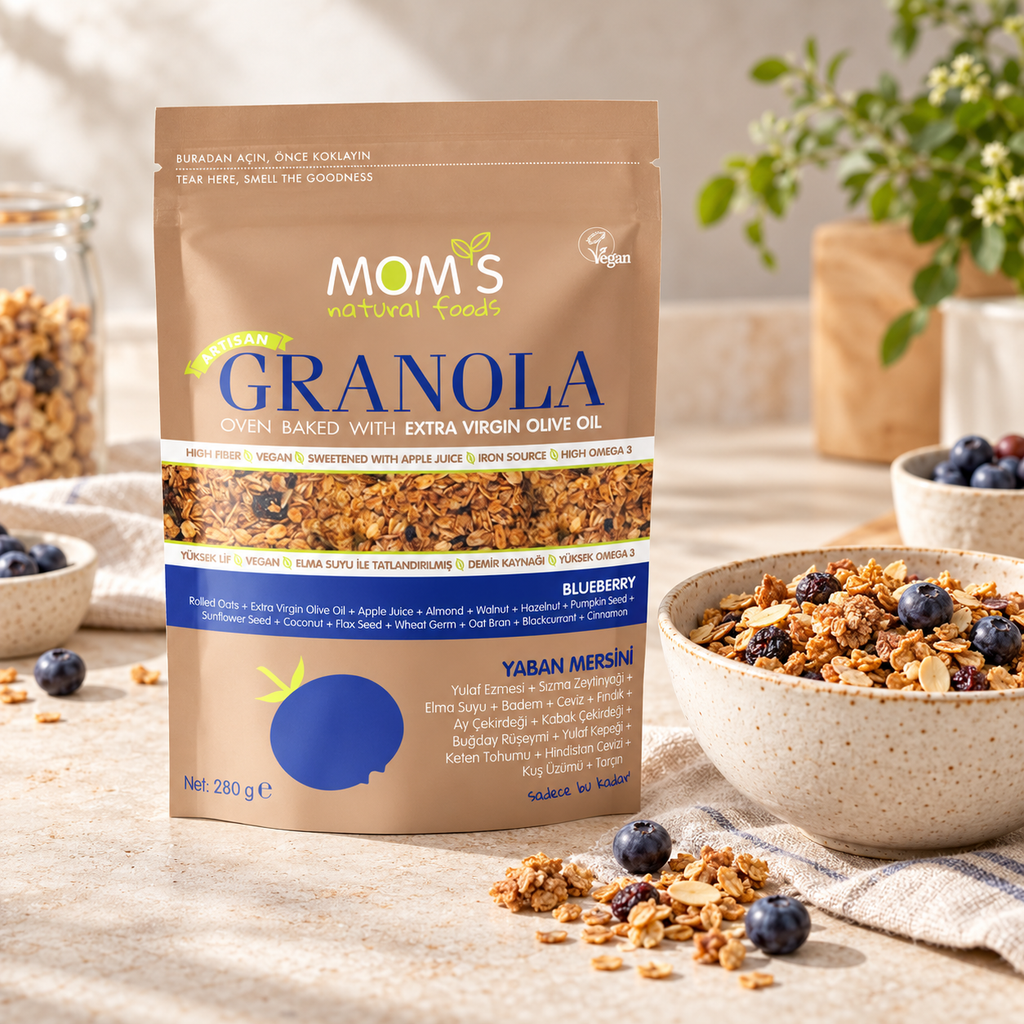 MOM'S Granola Yaban Mersinli 280 g – sunum önerisi