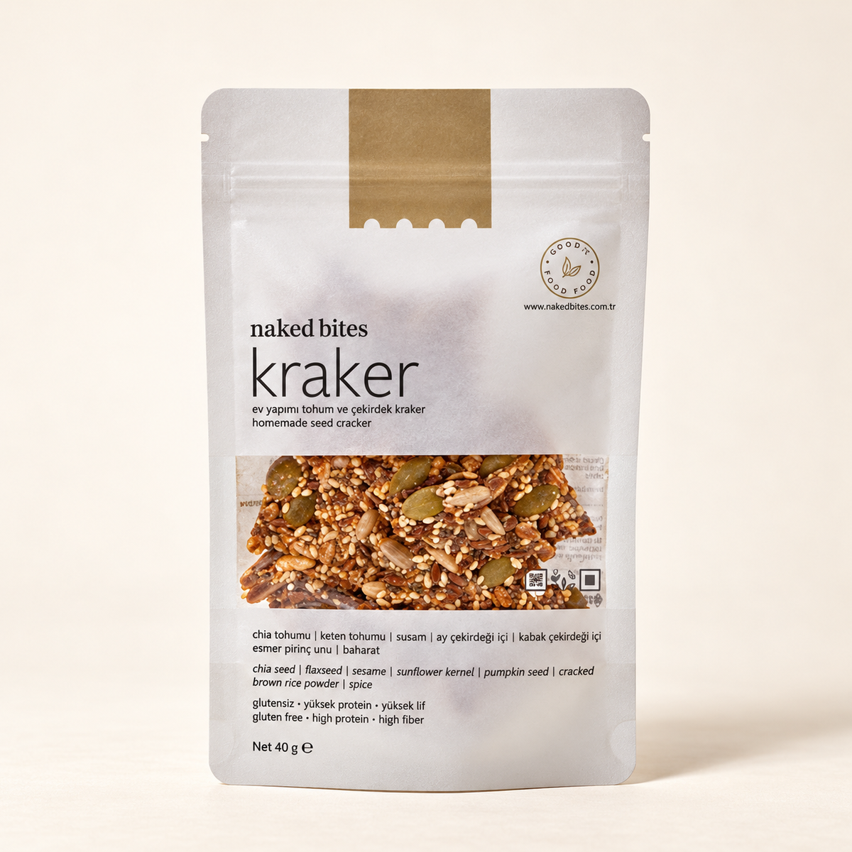 NAKED BITES Kraker-Tohum & Çekirdekli - 40g – stüdyo çekimi