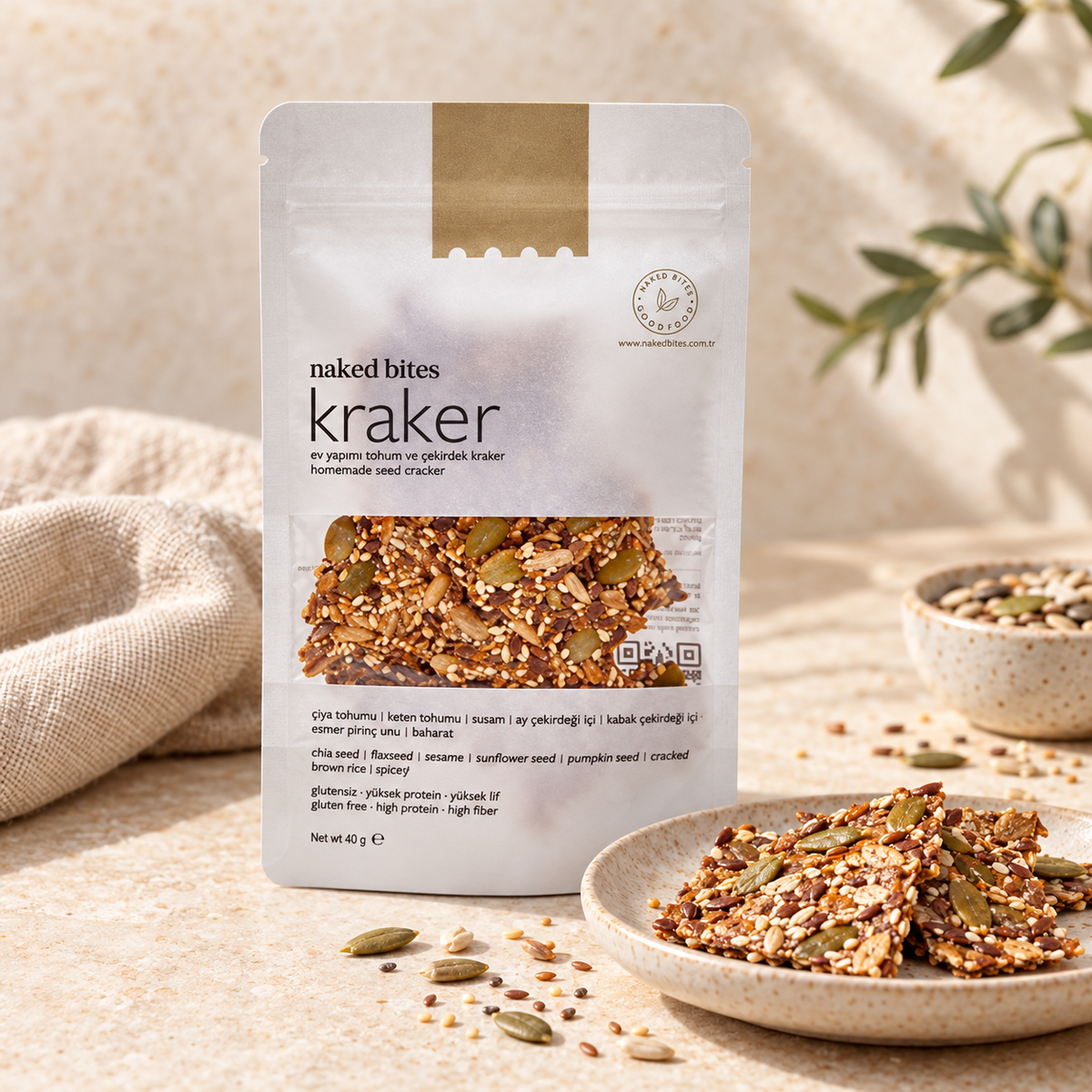 NAKED BITES Kraker-Tohum & Çekirdekli - 40g – sunum önerisi