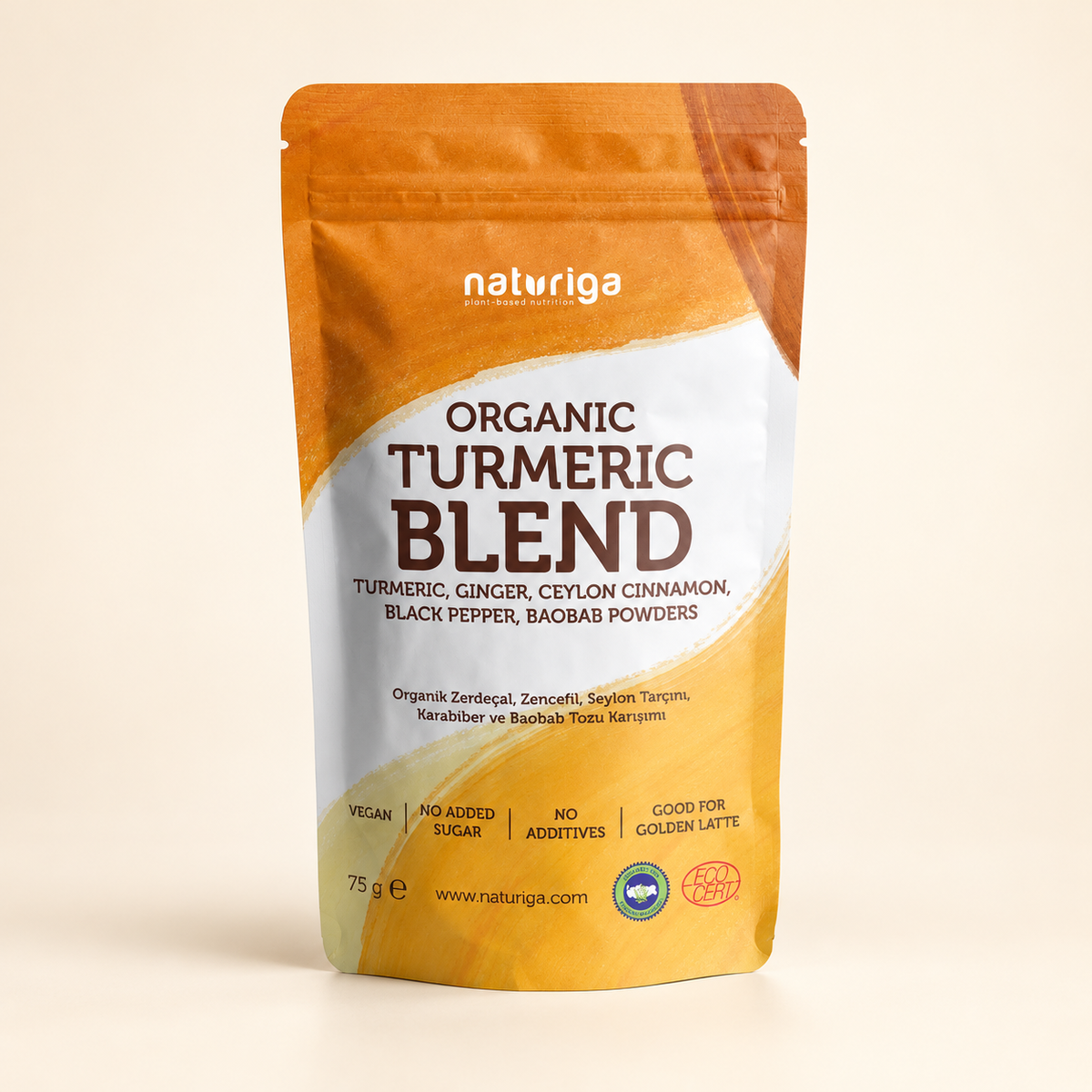 NATURIGA Organik Zerdeçallı Karışım (Altın Süt Karışımı) 75 g – stüdyo çekimi