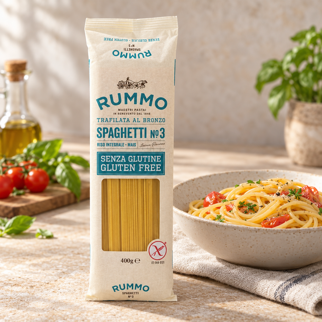 RUMMO Glutensiz Spagetti Makarna 400 g – sunum önerisi