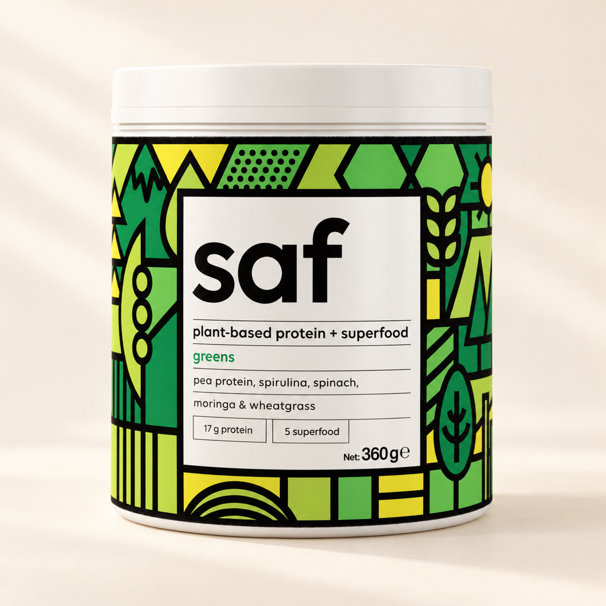 SAF Protein Superfood Greens Mix 360 g – stüdyo çekimi