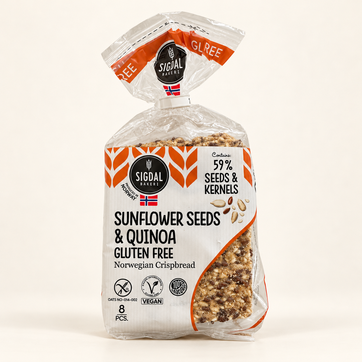 SIGDAL Ay Çekirdeği ve Kinoalı Glutensiz Kraker 190 g – stüdyo çekimi