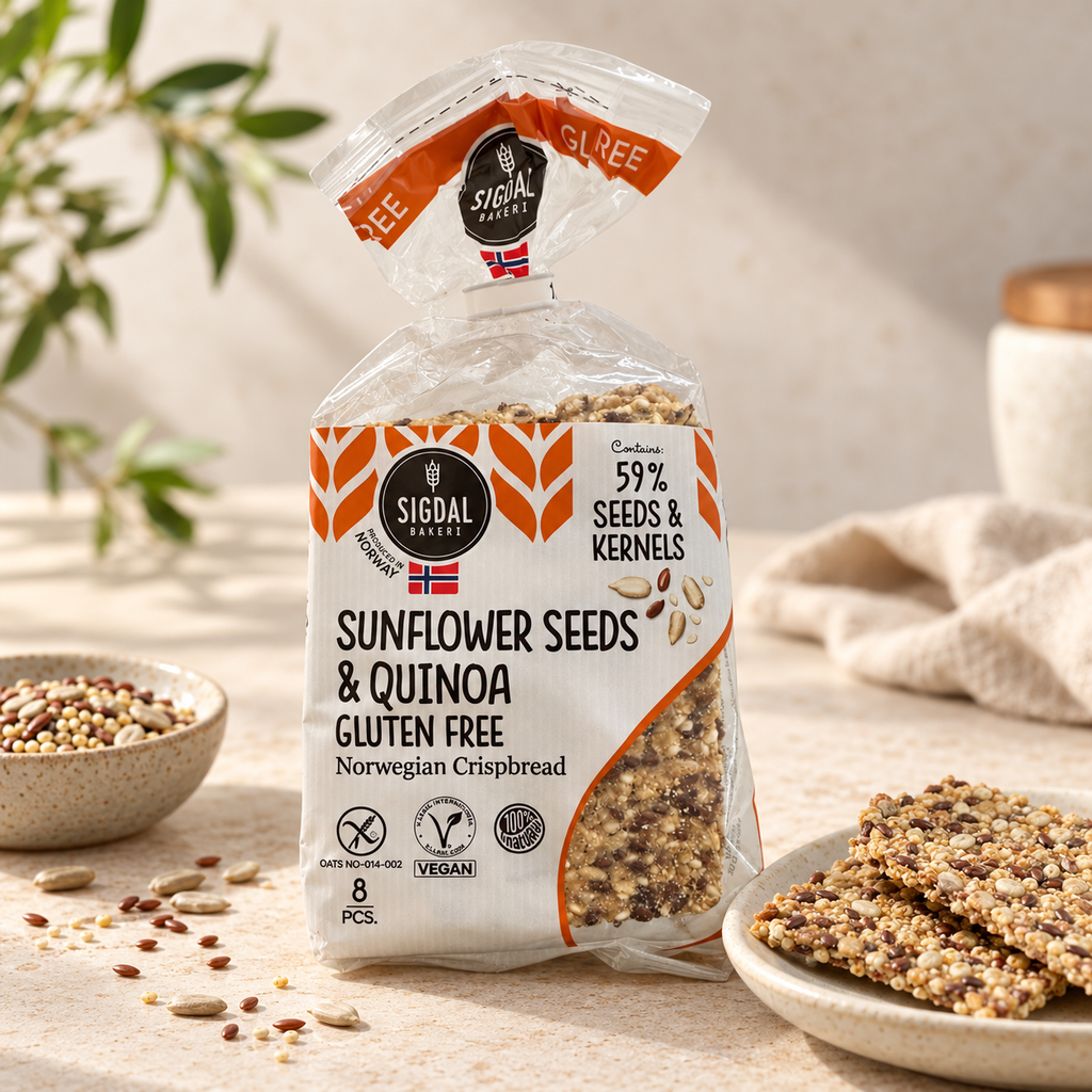 SIGDAL Ay Çekirdeği ve Kinoalı Glutensiz Kraker 190 g – sunum önerisi