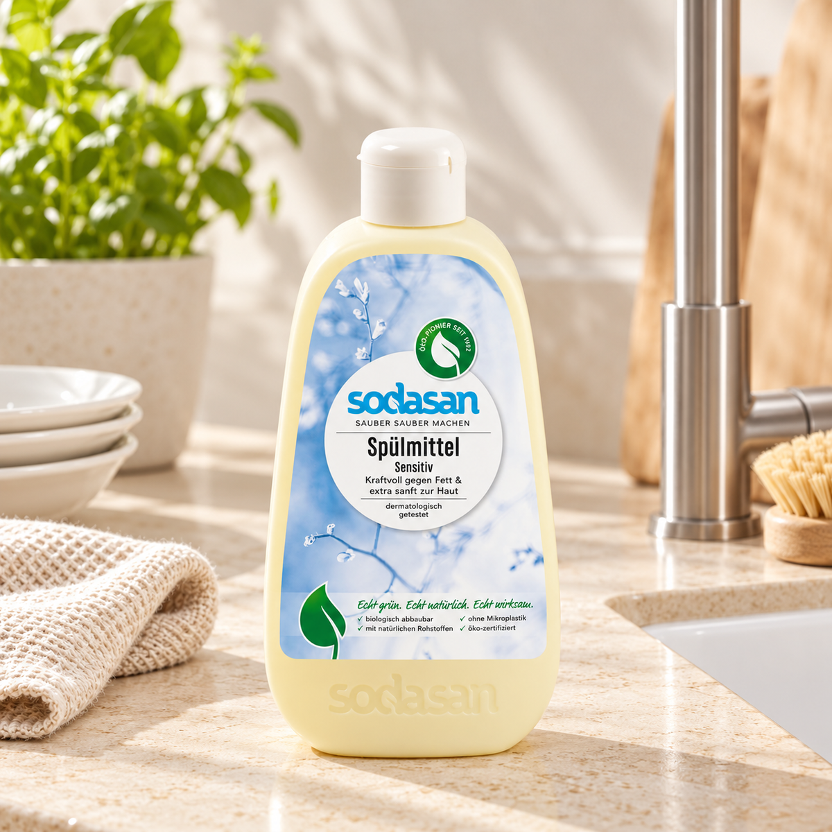 Sodasan Hassas Ciltler İçin Elde Bulaşık Deterjanı 500 ml – sunum önerisi