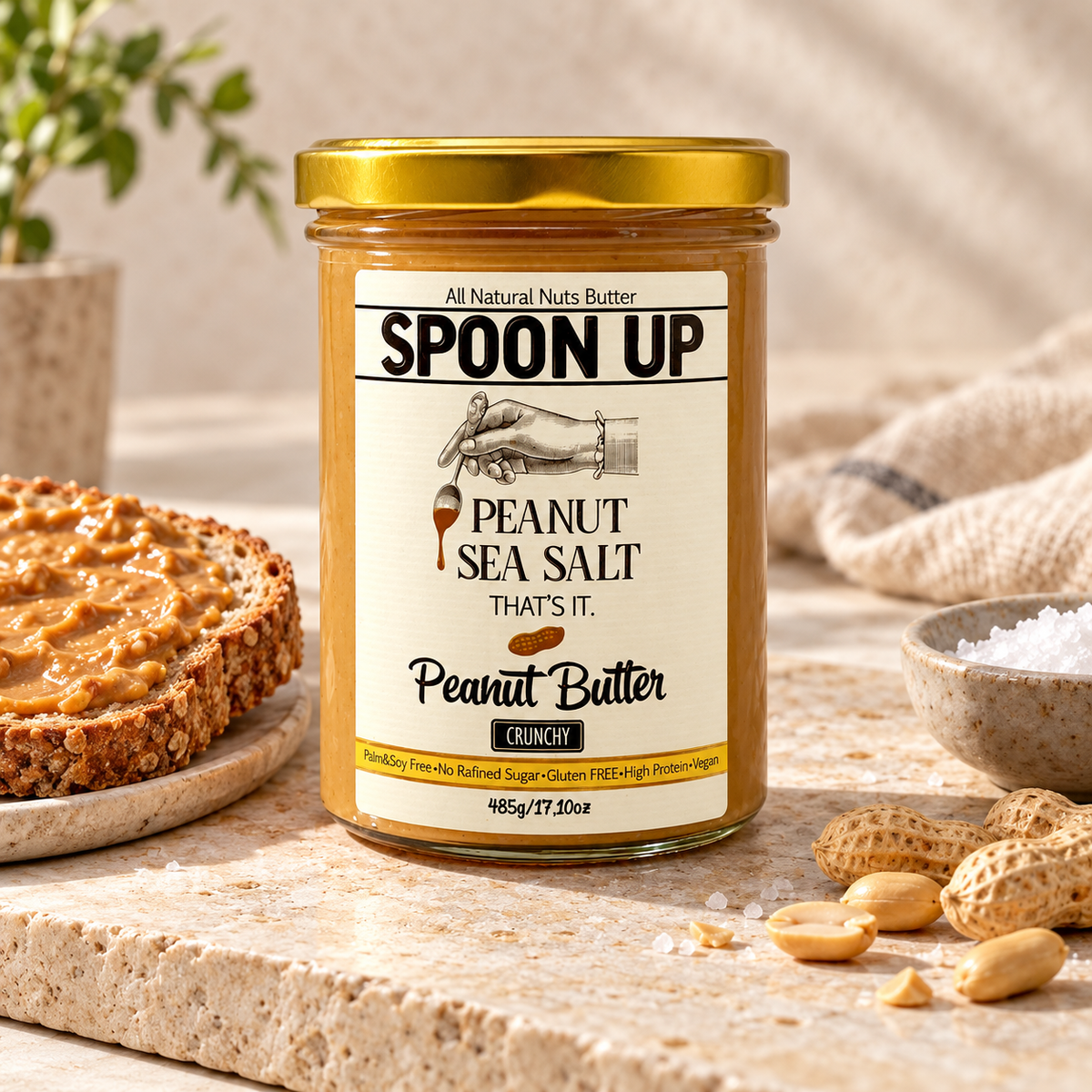 SPOONUP NUTS Deniz Tuzlu Fıstık Ezmesi 485 g Crunchy – sunum önerisi